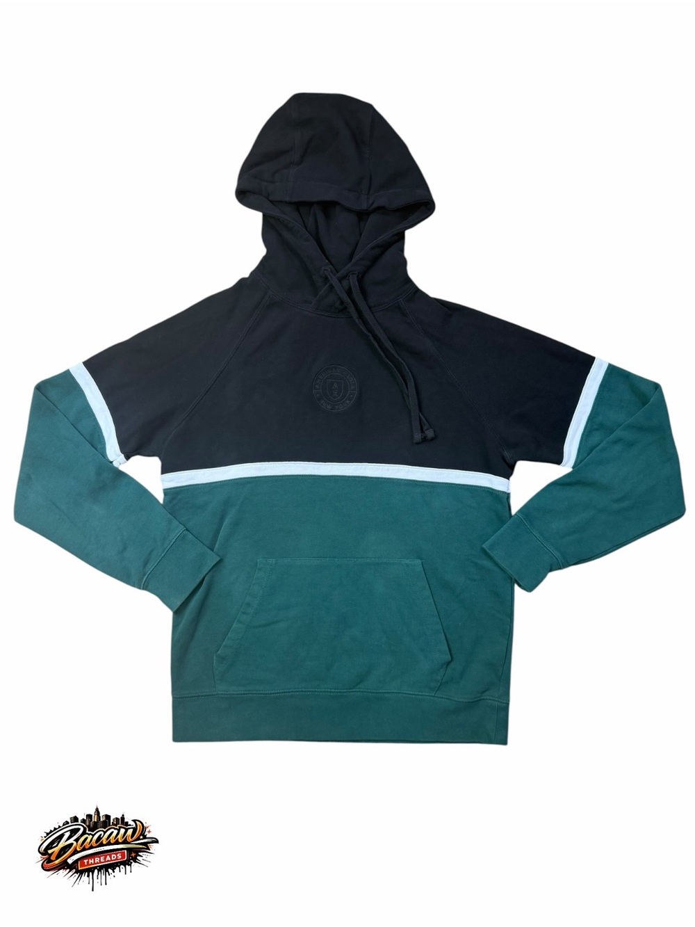 American eagle Men’s S Color-blocked black and Green Pullover Sweatshirt Hoodie